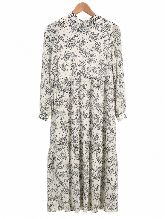 Park & Fifth Dresses & Skirts - Park & Fith Maxi Dress XS Cream Print Long Sleeve Tiered Boho Dress
